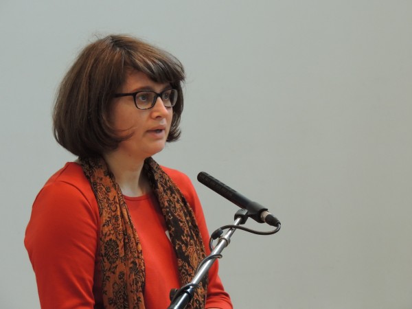Manuela Scharf, Beauftragte für Menschen mit Behinderung, bei ihrem Grußwort
