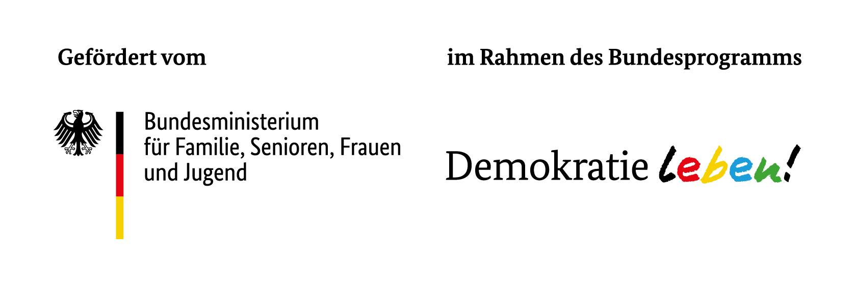 Förderlogo Demokratie leben!, Bundesministerium für Familie, Senioren, Frauen und Jugend