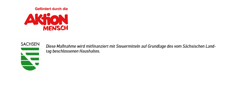 Förderlogos Aktion Mensch und Freistaat Sachsen