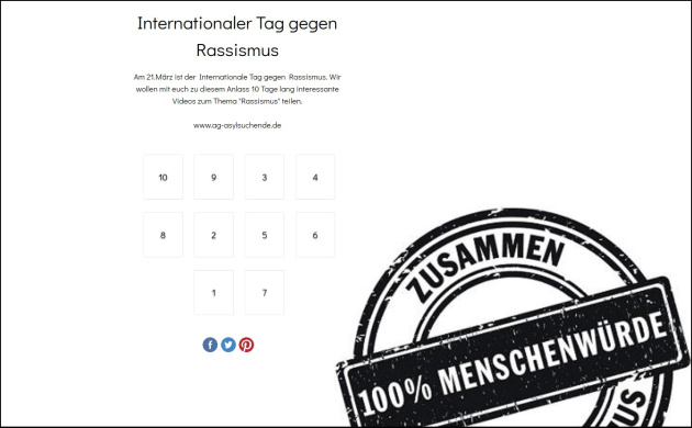 Screenshot der Kalender-Türchen-Webseite